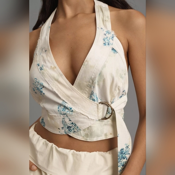 NWT Pilcro Halter Buckle Wrap Top, Size S - Picture 4 of 8